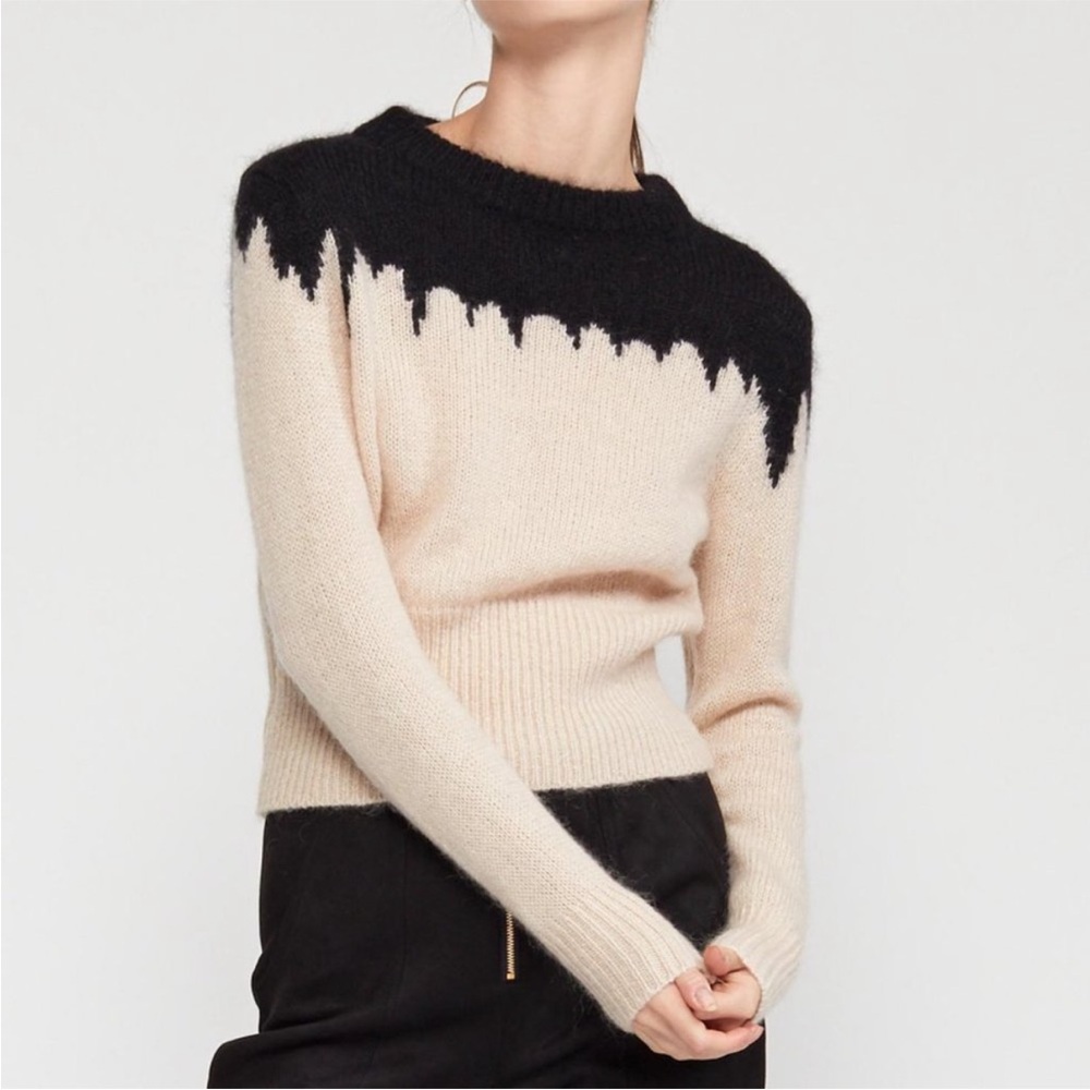 Cynthia‎ Rowley Snowbird Intarsia Knit Sweater Mohair and Wool Blend